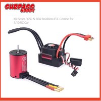 Surpass Hobby Waterproof 3650 1650KV 2050KV 2300KV 3100KV 3600KV 4500KV Brushless Motor 60A/80A/120A ESC Combo for 1/10 RC Car