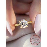 925 Sterling Silver Gorgeous Shiny 2 Carat Zircon Round Ring for Women Anniversary Marry Luxury High Quality Fine Jewelry