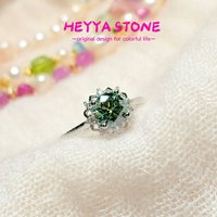 Real GREEN Moissanite COPPER Ring For Women Round 1CT Brilliant Diamond Finger Band Wedding Jewelry Gift