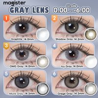 (0.00~-6.00) Magister Gray Series Contact Lens For Myopia Friendly To Deep Pupils And Brighten Skin Tone 14.0~14.5mm 6 Months