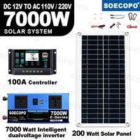 7000W Solar Power System Kit 200W Solar Panel with 100A Charge Controller 7000W Inverter Off-Grid Solar Generator for Home RV