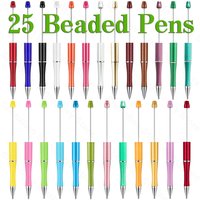 25Pcs Beadable Pens Plastic Beaded Ballpoint Pens for Office School