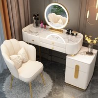 Trendy Aesthetic Vanity Table With Drawer Wide Luxury Cute Vanity Table Storage Design Commode Chambre Bedroom Furniture