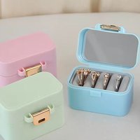 Portable Mini Jewelry Storage Box for Women Travel Earrings Necklace Organizer Case with Mirror Display Home Ring Case