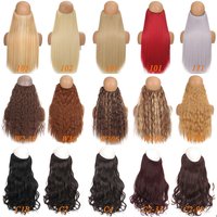 Synthetic Hair Extensions No Clip In Artificial Natural Fake Hairpiece Blonde Red Black Curly Women's False Hair Piece Extension