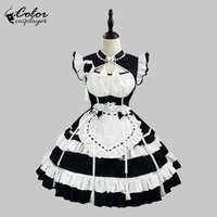 Color Cosplayer Chinese Style Lolita Black Maid Cosplay Costume Vintage Cheongsam with Apron Anime Dress Carnival Party Wear