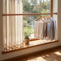 White Painted Extendable Curtain-Rod 80-160cm Adjustable Length for Bathroom Bedroom Balcony