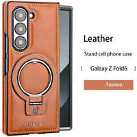 Magnetic Ring Holder Leather Case for Samsung Galaxy Z Fold 6 5G ZFold 5 4 3 Aluminium Stand Wireless Charging Shockproof Cover