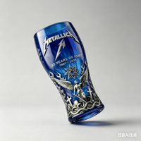 Metallica 45 Years of Fury Commemorative Beer Mug Heavy Metal Band 3D Relief Blue Vintage Drinking Glass for Rock Music Fans