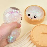 Soft Elastic Dumpling Squishy Toy Unique Silver White Striped Design Fun Twisting Play To Release Daily Pressure And Relax Mood