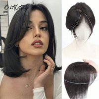 OLACARE Synthetic Topper Hairpiece False Bang Clip In Bangs Extension Natural Fake Fringe Invisible Clourse Hairpiece for Women