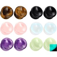 1 Pairs Natural Stone Ear Gauges Plugs Ear Tunnels Stretched Expander Piercing for Women Men Body Jewelry 2G-5/8"