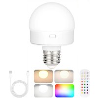 LED Rechargeable Light Bulbs Remote Control Battery Operated Light Bulb with Timer, Dimmable, 3 Color Temperatures
