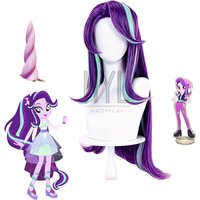 Anime Pony Starlight Glimmer Cosplay Wig Purple Long Synthetic Hair Horn For Women Men Halloween Carnival Party Costume Props