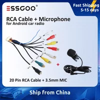 ESSGOO Car Radio 3.5mm Microphone Subwoofer Wires Mic 20 Pin RCA Cable For Android Stereo Output Subwoofer Kit