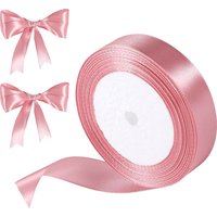 22m/Roll Pink Satin Ribbon 25mm,1 Inch Silk Ribbons For Gift Wrapping Flower Bouquet Wedding Party Baby Bridal Shower Decoration