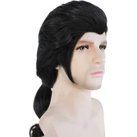 Beauty and the Beast Prince Gaston Wig Black Short Curly Wig Cosplay Halloween Role Play Synthetic Hair Wigs