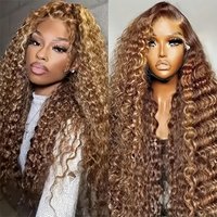 40 30 Inches P4/27 Deep Wave 13x4 13x6 Lace Frontal Wig 4x4 Highlight Ombre Lace Closure Wig Brazilian Honey Blonde Human Hair