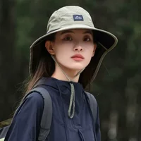 1Pc Wide Brim Bucket Hat for Women Men Fishing Camping Hiking Autumn Travel with Neck Flap Waterproof & Quick-drying Panama Caps