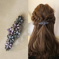 Vintage Opal Floral Hair Barrette For Women Elegant Half Up Ponytail Hair Clip Pins Fashion Hair Accessories for Wedding Daily