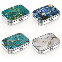 2 Compartment Medicine Pill Case, Portable Pill Box for Pocket or Purse Pill Box Decorative Metal Medicine Vitamin Organizer