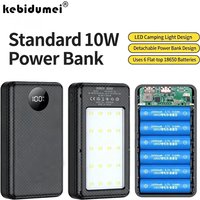 KEBIDUMEI 6*18650 20000mAh Power Bank Case 10W Fast Charging Wireless Charging Mobile PowerBank Housing Battery Holder For Phone