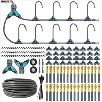 qw200Ft 1/4" Drip Irrigation System, 2026-Upgrade Garden Irrigation Kit with 32pcs Adjustable Copper Nozzles, Automatic Atomizing Watering System for Outdoor Plants, Raised Bed, Yard, Potted Plant,