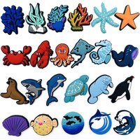 23Pcs Ocean World Shoe Charms Sandals Decoration PVC Shoe Buckle Accessories For Charms 23Pcs Ocean World Shoe Charms Sandals De