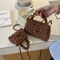 Handmade Beading Women Handbags Hollow Woven Shoulder Bag Small Knitting Evening Bags for Women Party Wedding Clutch Flap Purses