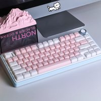 MAIMOOO Keyboard Keycap Custom Aula F75 Jelly Crystal 136Key OEM Translucent Cute Round Pink Blue PC Doubleshot Key Cap