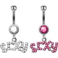 1pc Letter Rhinestone Belly Button Ring Navel Piercing Bar Ombligo Stud for Women Body Jewelry