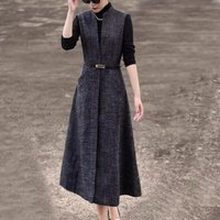 French Style Temperament Slim Belt Long Dress For Women Advanced Feeling Sleeveless Vest Dress Female Elegant Cardigan Dress