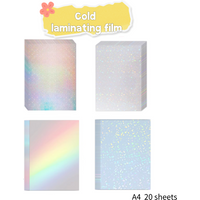 20 Sheets Holographic Cold Laminating Film A4 Waterproof Stars Self-adhesive Paper film DIY package Card Photo Laminating Film