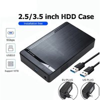 3.5'' HDD Case SATA to USB 3.0 Adapter External Hard Drive Enclosure for 2.5" 3.5" SSD Disk 450Mb/s 10TB HDD Case for PC Laptop