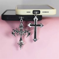 Alloy Cross Mobile Phone Anti-Dust Plug For iPhone Samsung Huawei Type C Android Charging Port Protectors Dustplugs Accessories