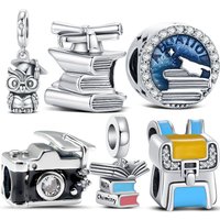 925 Sterling Silver Graduation Charm Owl Graduation Cap Pendant Jewelry Making For Bracelet Women's Fashion Jewelry DIY Gifts