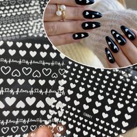 6pcs White Love/starburst/moon Design Nail Stickers Set Romantic Peach Heart 8*10cm Nail Art Decal White Heart Manicure Slider