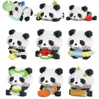 Cute Panda Eating Bamboo Toy Building Blocks Panda Cartoon Model Building Block Toys Suitable For Children's Gifts