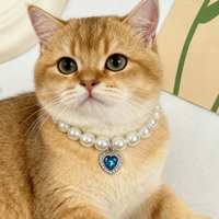 New Cat Collar Decoration Pet Cute Exquisite Neck Kitten Adjustable Summer Cat Necklace High Simulation Pearls Pet Supplies
