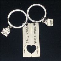 Gift For New Home Owners 2pcs House Keyring Couples Housewarming Gifts Engraved Keychain For Housewarming Party New Home