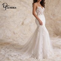 Classic Mermaid Lace Wedding Dress for Bride 2026, Spaghetti Straps Ivory Bridal Gown , Customized Romantic Bridal Gown Court