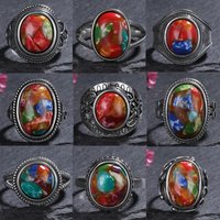 Silver Retro Hollow Luxury Vintage Natural Emperor Stone Ring Fine Jewelry Wedding Anniversary Gift for Women FCGJHW