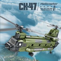 Medium CH47 Chinook Helicopter Eagle Apache Military Aircraft Building Blocks Assembly Model Toy for Children And Adults