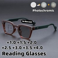 Square Frame Multifocal Photochromic Presbyopia Glasses Unisex High-Definition Anti-Blue Light Reading Eyewear +1.0 To +4.0