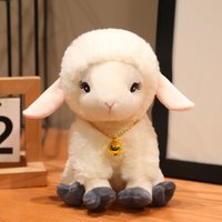 Cute Bell Necklace Sheep Long Ear Sitting Stuffed Animal Well-behaved Home Ornament Lovely Birthday Gifts
