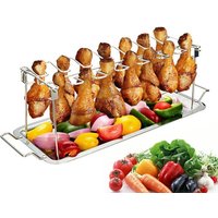 BBQ Stainless Steel Barbecue Chicken Wing and Leg Rack Beef Chicken Wing Leg Grill Barbecue Cooking Drumstick Oven Roaster Stand