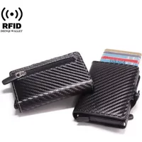 Carbon Fiber Wallet For Men Credit Card Holder RFID Blocking Thin Mini Aluminium Metal Wallets Coin Pocket Money Bag Vallet