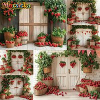 Mocsicka Photography Backdrop Strawberry Farm Chalet Decoration Baby Shower Newborn 1st Birthday Party Portrait Studio Props