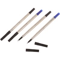 2Pcs Blue Ink Parker Style Standard 0.5/0.7mm Ballpoint Pen Refills Nib Medium Push Action Rotary Universal Metal Pen Refill