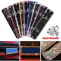 1PCS Russian Car Licence Number Plate Frame Luxury Handcrafted Bling Crystal Diamonds Multicolor European License Plate Frame